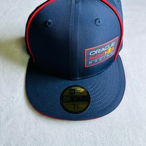 New Era Navy Blue Racing Cap with Red Accents 7 1/8 NWT